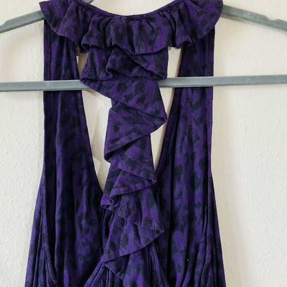 Ella Moss Purple Leopard Animal T Strap Blouse - Picture 4 of 5